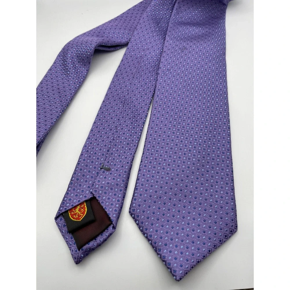 English Laundry Christopher Wicks Purple Geometric Square 100% Silk Men's Tie